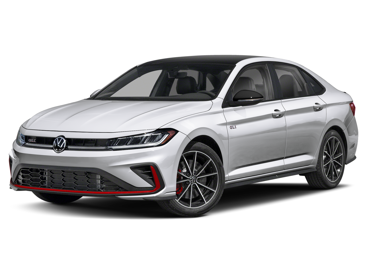2026 Volkswagen Jetta GLI Autobahn Manual in Pure White W/Deep Black Roof — front three-quarter view